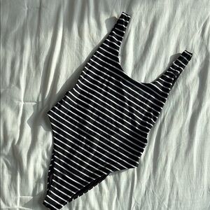 Aerie Black and White Striped One Piece